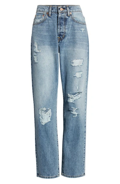 Shop Modern American Bancroft High Waist Distressed Nonstretch Mom Jeans In Madison Bl