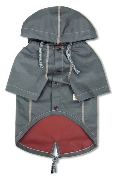 Shop Touchdog 'cloudburst' Waterproof Reversible Dog Raincoat In Gray