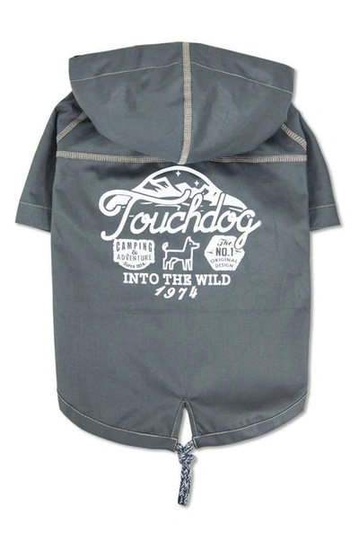 Shop Touchdog 'cloudburst' Waterproof Reversible Dog Raincoat In Gray
