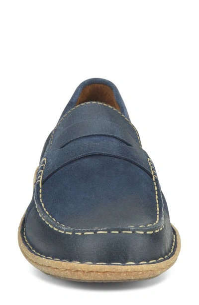 Shop Born Negril Penny Loafer In Navy Distressed Leather