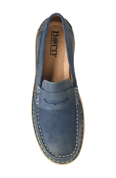 Shop Born Negril Penny Loafer In Navy Distressed Leather