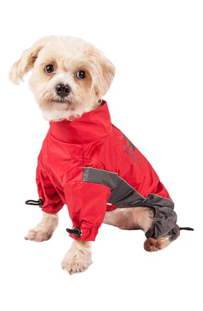 Touchdog Quantum-ice Full-bodied Adjustable And 3m Reflective Dog Jacket In Red Charcoal Grey