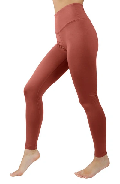 Shop 90 Degree By Reflex Soft Tech Fleece Lined High Rise Leggings In Earthen Red