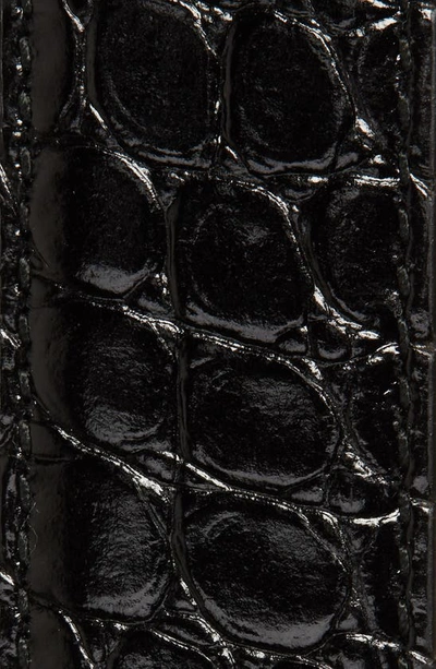 Shop Balenciaga Double B Logo Buckle Croc Embossed Leather Belt In Black