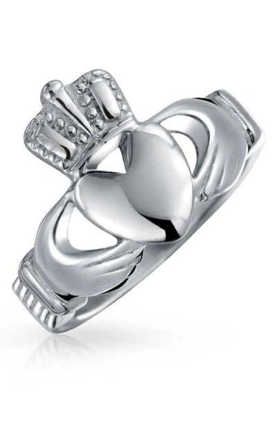 Bling Jewelry Bff Stainless Steel Celtic Irish Claddagh Ring In Silver