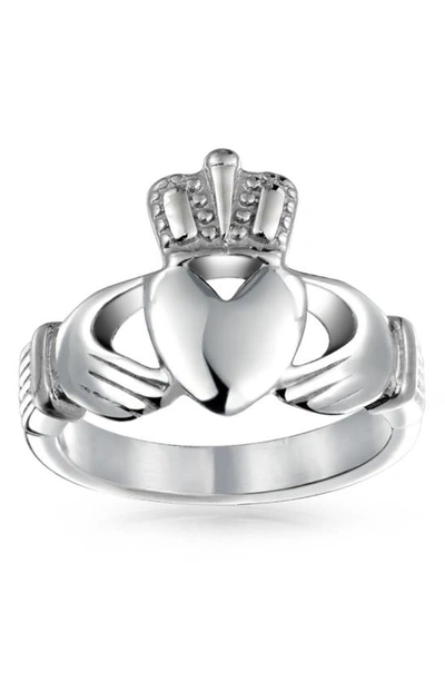 Bling Jewelry Bff Stainless Steel Celtic Irish Claddagh Ring In Silver