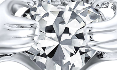 Bling Jewelry Bff Rhodium Plated Sterling Silver Cz Celtic Irish Claddagh Ring In Clear