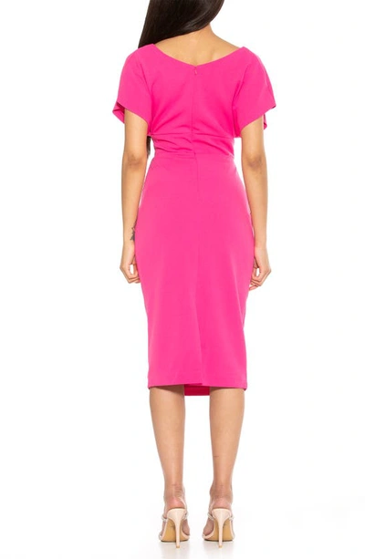 Shop Alexia Admor Naomi Drape Surplice Neck Sheath Dress In Hot Pink