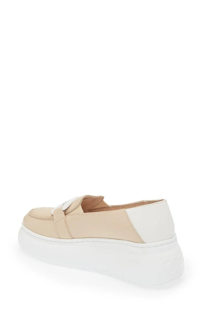 Wonders Platform Loafer In Natural /off-white Leather