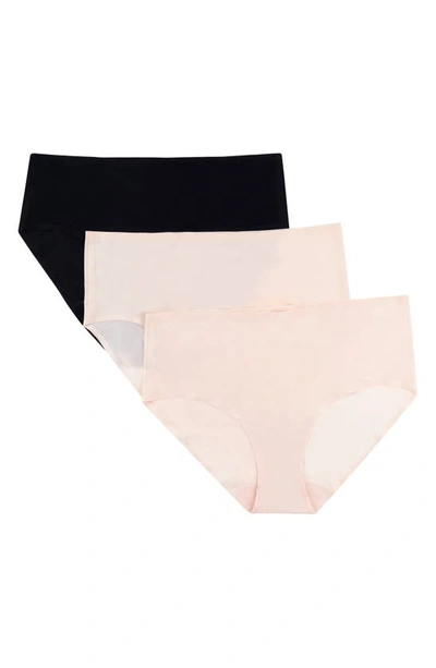 Uwila Warrior Three-pack No Brainer Stretch Bikini Briefs In 2 Almond And 1 Tap Shoe Black