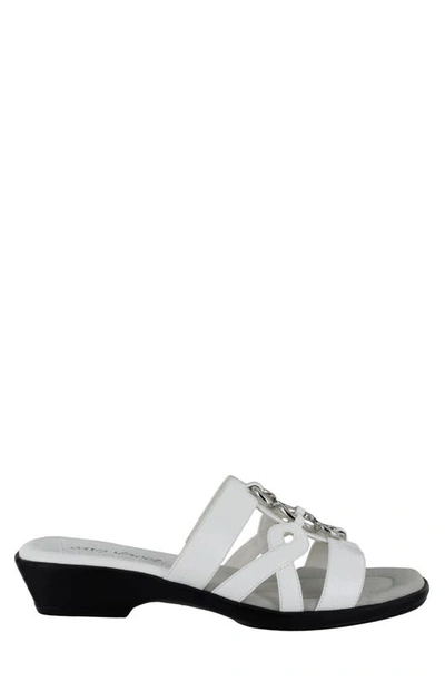 Shop Easy Street Torrid Embellished Strappy Faux Leather Sandal In White Croco