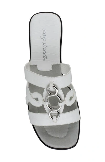 Shop Easy Street Torrid Embellished Strappy Faux Leather Sandal In White Croco