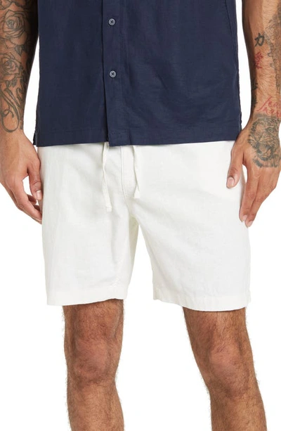 Shop Onia Stretch Linen Pull-on Shorts In White