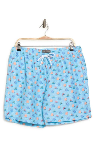 Shop Slate And Stone 6" Swim Trunks In Blue Umbrella Print