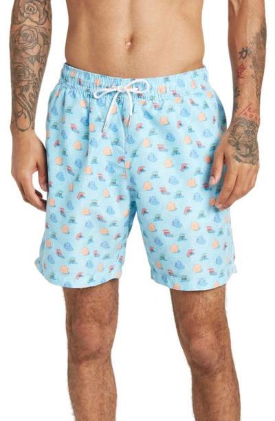 Shop Slate And Stone 6" Swim Trunks In Blue Umbrella Print