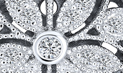 Bling Jewelry Sterling Silver & Cz Vintage Flower Heart Locket Necklace In Silver