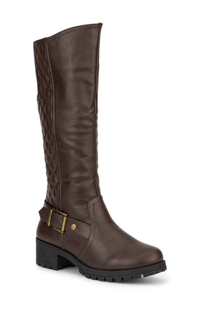 Shop Olivia Miller Angel Tall Quilted Shaft Boot In Dark Brown