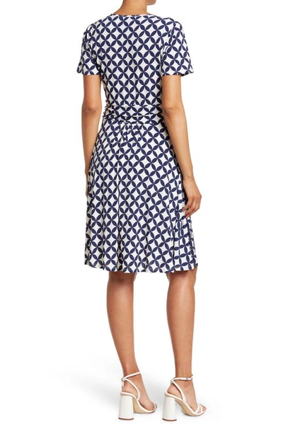 Shop Love By Design Mallory Short Sleeve Faux Wrap Dress In Retro Geo