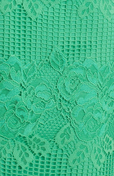 Shop Ganni Floral & Geometric Lace Cutout Midi Dress In Kelly Green