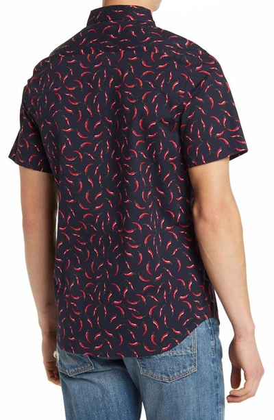 Shop Abound Short Sleeve Chili Pepper Print Button Front Shirt In Navy Iris Chilis