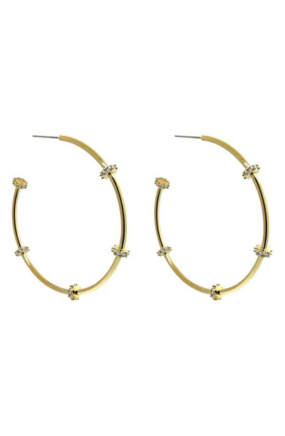 Liza Schwartz Stella 18k Gold Plated Cz Station Hoop Earrings In Gold