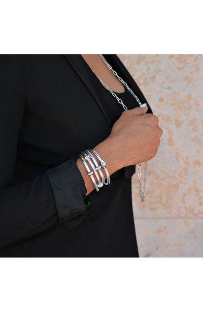Liza Schwartz Set Of 2 Starlight & Good Karma Metallic Leather Wrap Bracelets In Metallic Silver