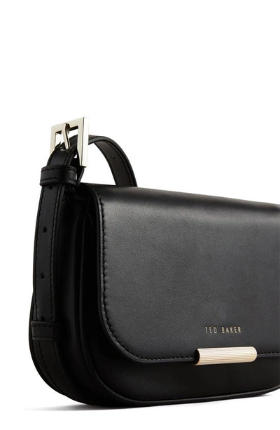 Ted Baker Bagira Curved Baguette Leather Crossbody Bag In Black | ModeSens