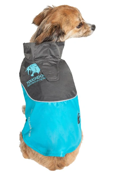 Shop Pet Life Touchdog Subzero-storm Waterproof 3m Reflective Dog Coat In Sky Blue And Black