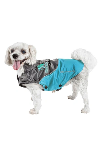 Shop Pet Life Touchdog Subzero-storm Waterproof 3m Reflective Dog Coat In Sky Blue And Black