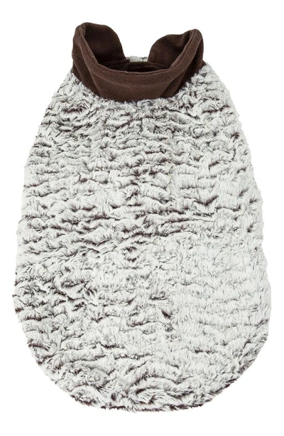 Shop Pet Life Luxe 'purrlage' Designer Fur Dog Coat In White And Brown
