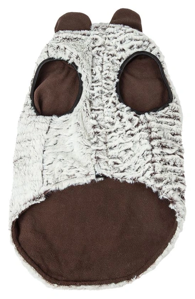 Shop Pet Life Luxe 'purrlage' Designer Fur Dog Coat In White And Brown