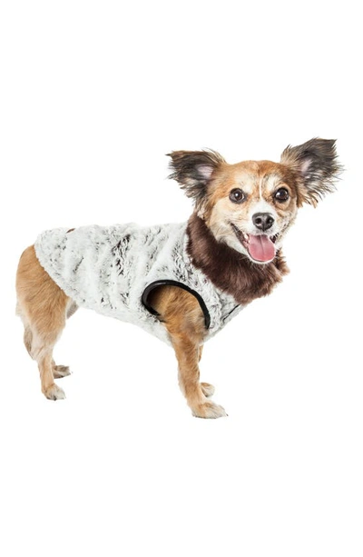 Pet Life Luxe Purrlage Dog Jacket In White And Brown