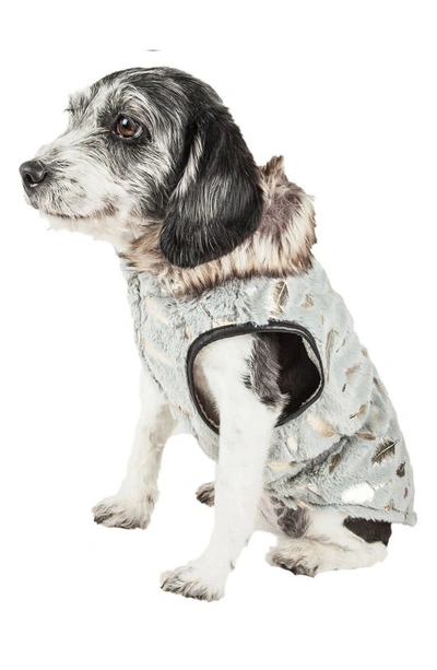 Pet Life Luxe Gold Wagger Dog Coat In Grey And Gold
