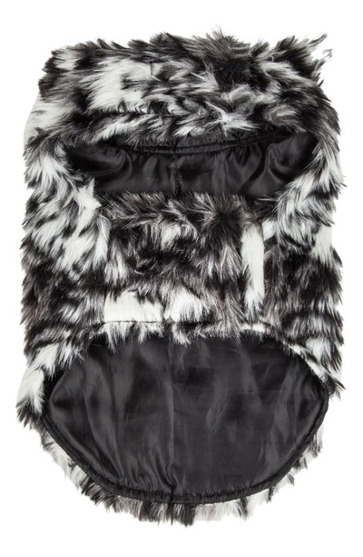 Shop Pet Life Luxe 'paw Dropping' Designer Tiger Pattern Faux Fur Dog Coat In Black And Grey