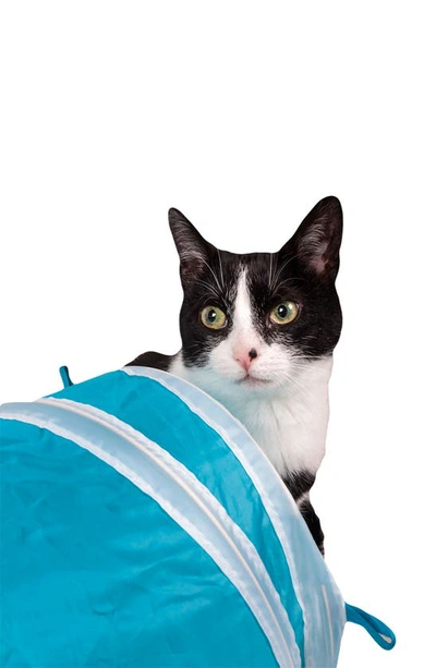 Shop Pet Life 3-way Kitting-go-seek Cat Tunnel In Blue/ White