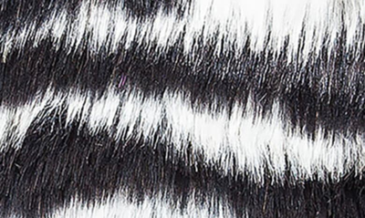 Shop Pet Life Luxe 'chauffurry' Beautiful Designer Zebra Patterned Faux Fur Jacket In Black And Grey
