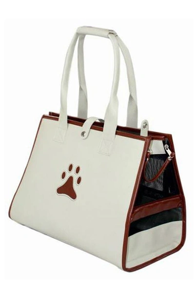Shop Pet Life Posh Paw Pet Carrier In White And Brown