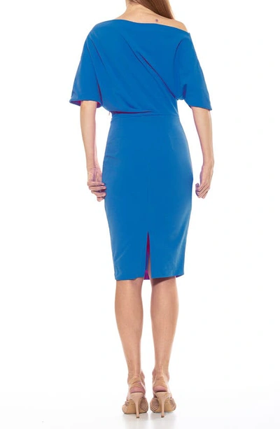 Shop Alexia Admor Olivia Draped One-shoulder Dress In Denim Blue