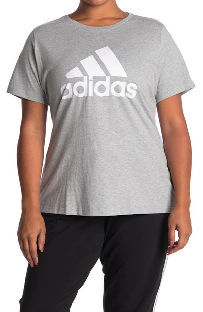 Shop Adidas Originals Basic Short Sleeve Logo T-shirt In Mgreyh