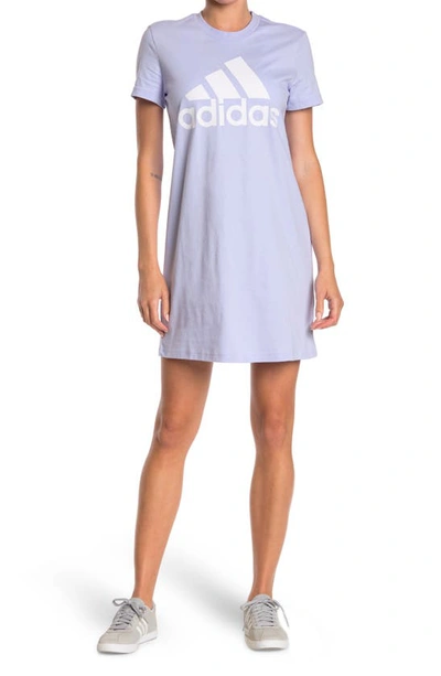Shop Adidas Originals Essentials Logo Dress In Violet Tone/white