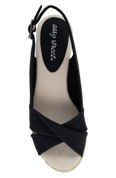 Easy Street Maureen Womens Faux Leather Slingback Wedge Sandals In Black