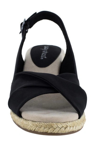 Easy Street Maureen Womens Faux Leather Slingback Wedge Sandals In Black