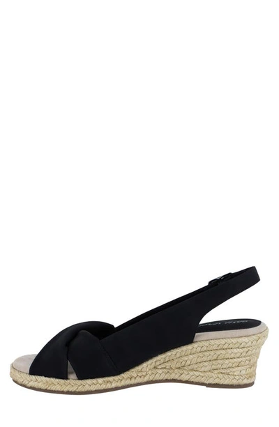 Easy Street Maureen Womens Faux Leather Slingback Wedge Sandals In Black