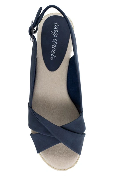 Easy Street Maureen Womens Faux Leather Slingback Espadrille Heels In Navy