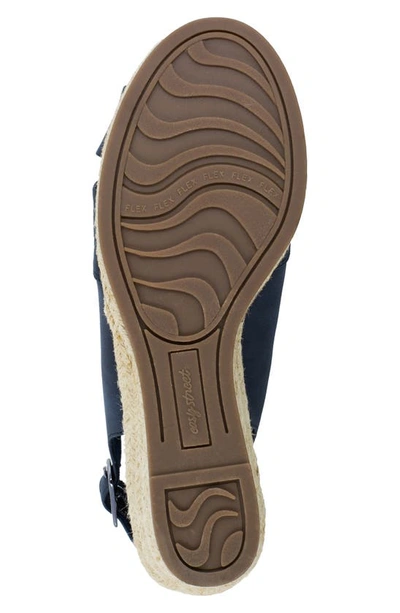 Easy Street Maureen Womens Faux Leather Slingback Espadrille Heels In Navy