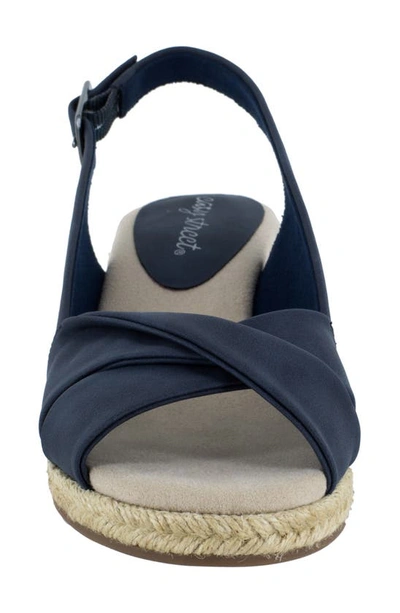 Easy Street Maureen Womens Faux Leather Slingback Espadrille Heels In Navy