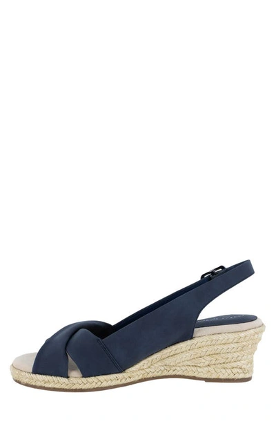 Easy Street Maureen Womens Faux Leather Slingback Espadrille Heels In Navy