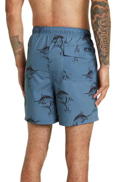 Rainforest Catch Swordfish Print Stretch Swim Trunks In Bering Sea