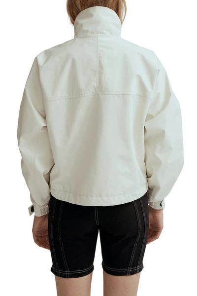 Noize Skye Stand Collar Drawcord Rain Jacket In Offwhite