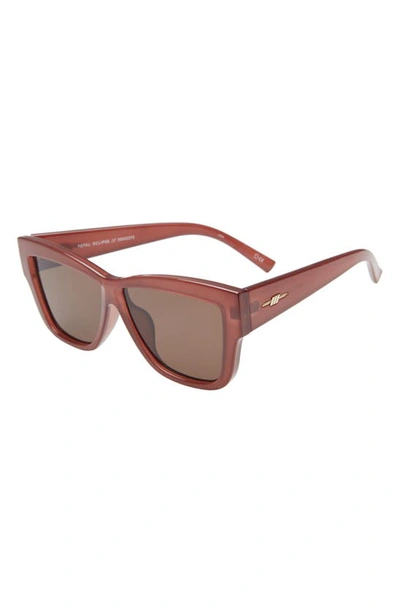 Shop Le Specs Total Eclipse 57mm Square Sunglasses In Cocoa/ Brown